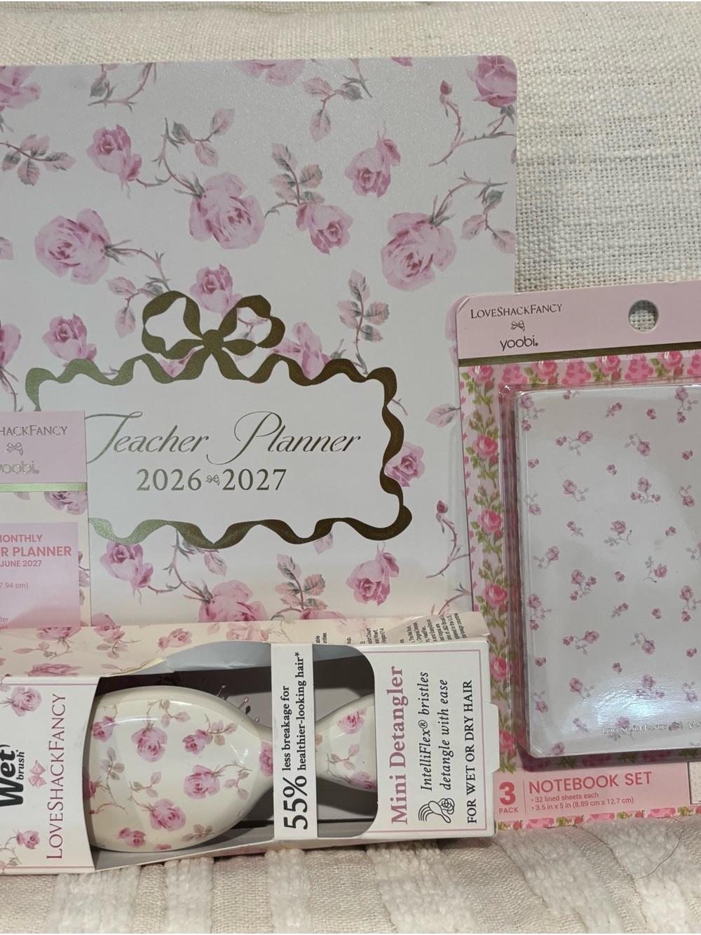NWT LoveShackFancy Pink Floral Teacher Planner & Accessories Set